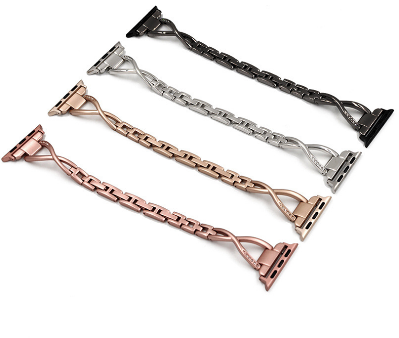 Bracelet Apple Watch en acier inoxydable type X avec diamants