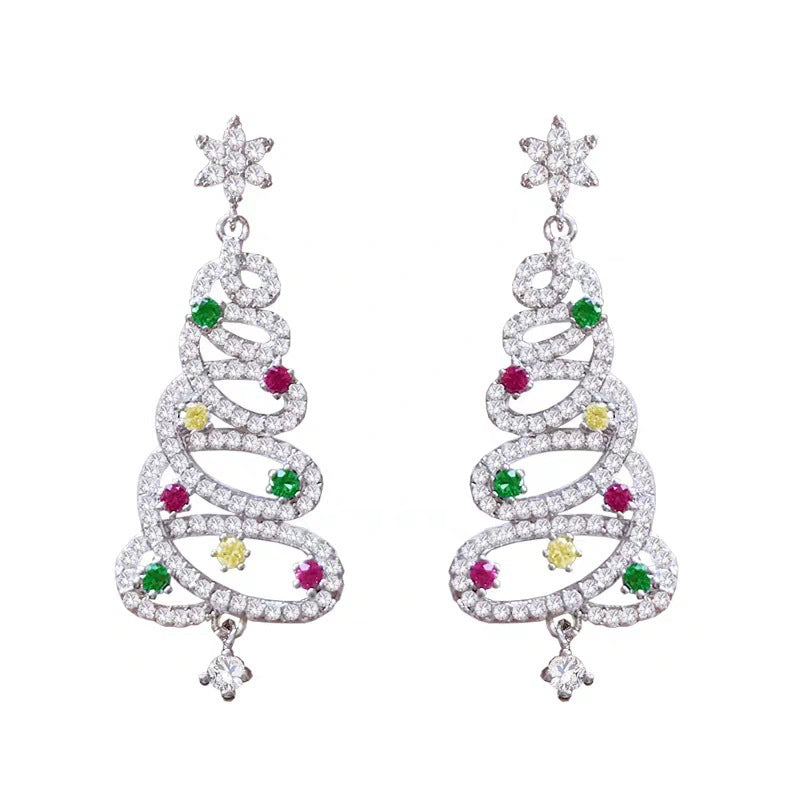 Boucles d'oreilles strass sapin de Noël