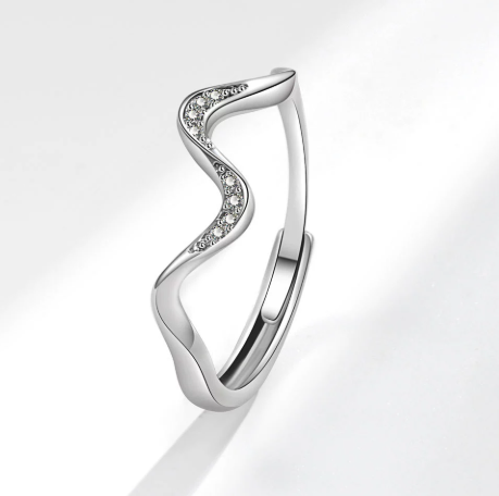 Bague en argent Vague d'eau au design tendance