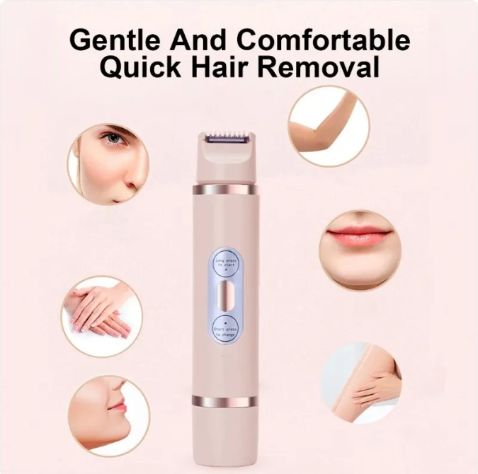 Épilateur électrique double tête sans douleur pour femme Épilateur bikini Dispositif d'épilation automatique Tondeuse à poils Aisselles Visage Lèvres Jambes