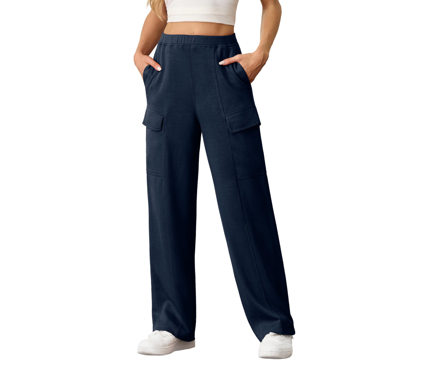 Wide-Leg Cargo Sweatpants