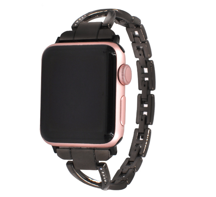 Bracelet Apple Watch en acier inoxydable type X avec diamants