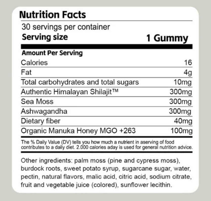 Gummies 3-en-1 de Shilajit pour hommes