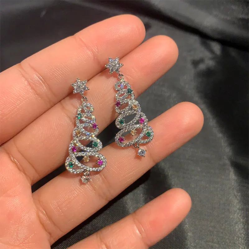 Boucles d'oreilles strass sapin de Noël