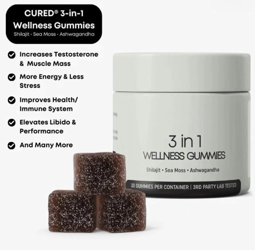 Gummies 3-en-1 de Shilajit pour hommes