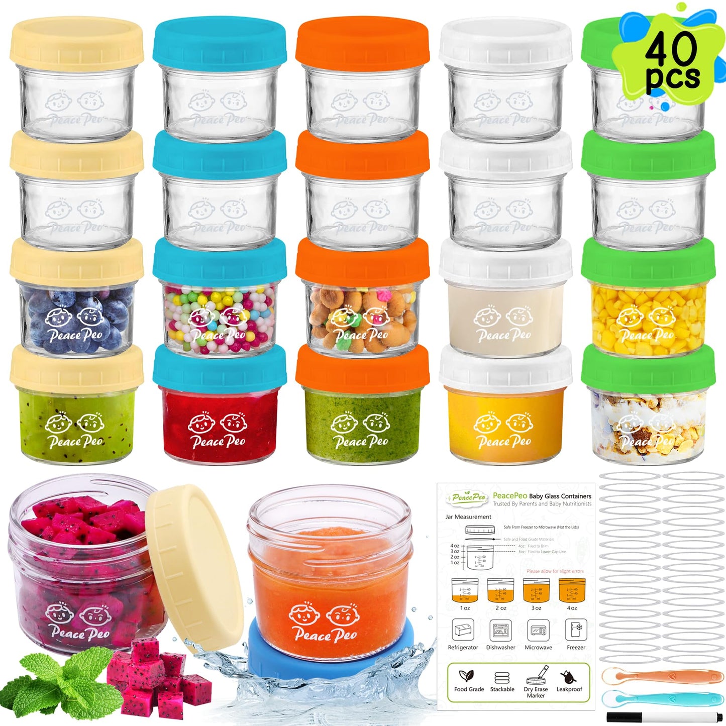 PeacePeo – 40 ­Récipients pour Aliments pour Bébés