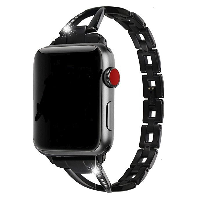 Bracelet Apple Watch en acier inoxydable type X avec diamants