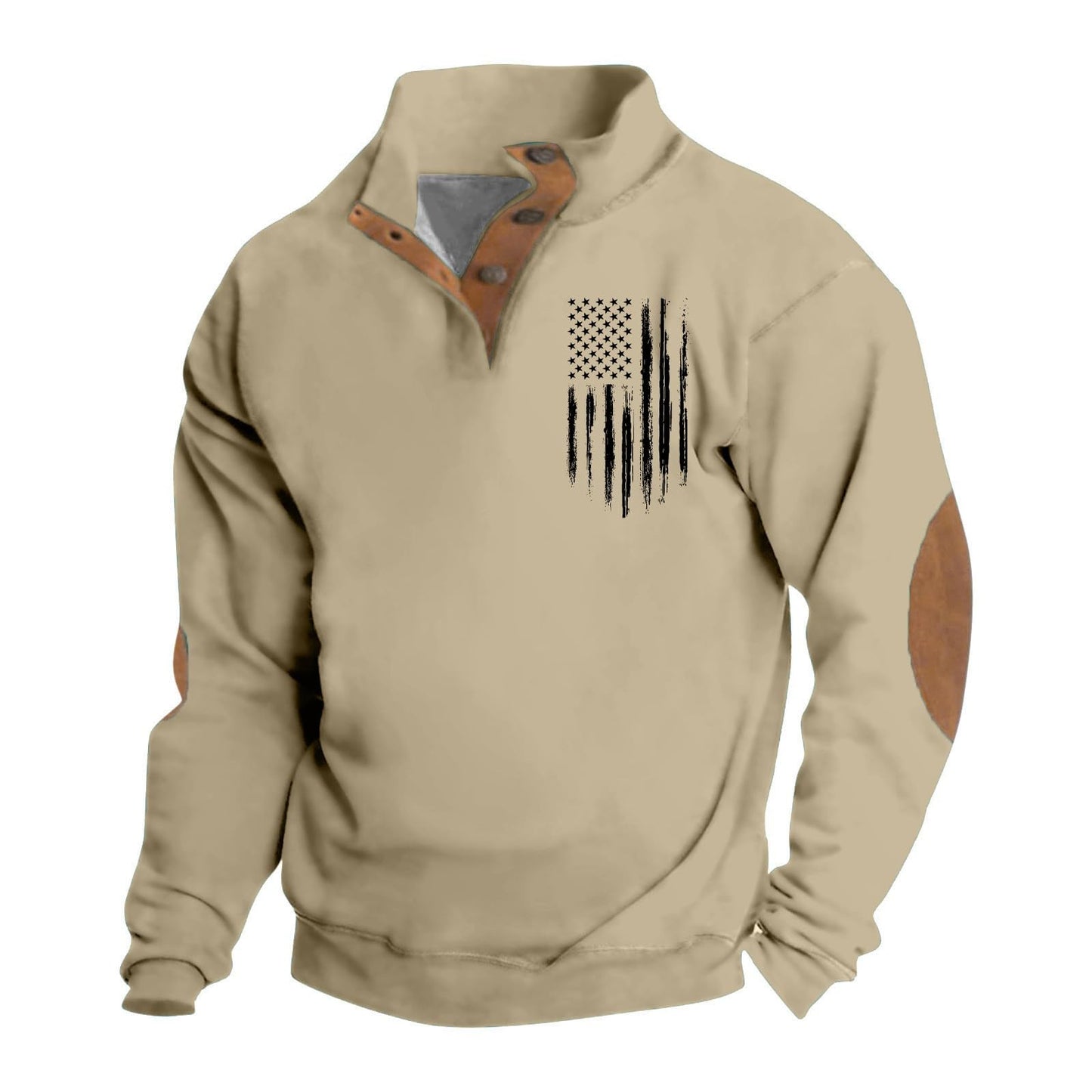 Patriot Patchwork Men's Pullover - Beige Medium