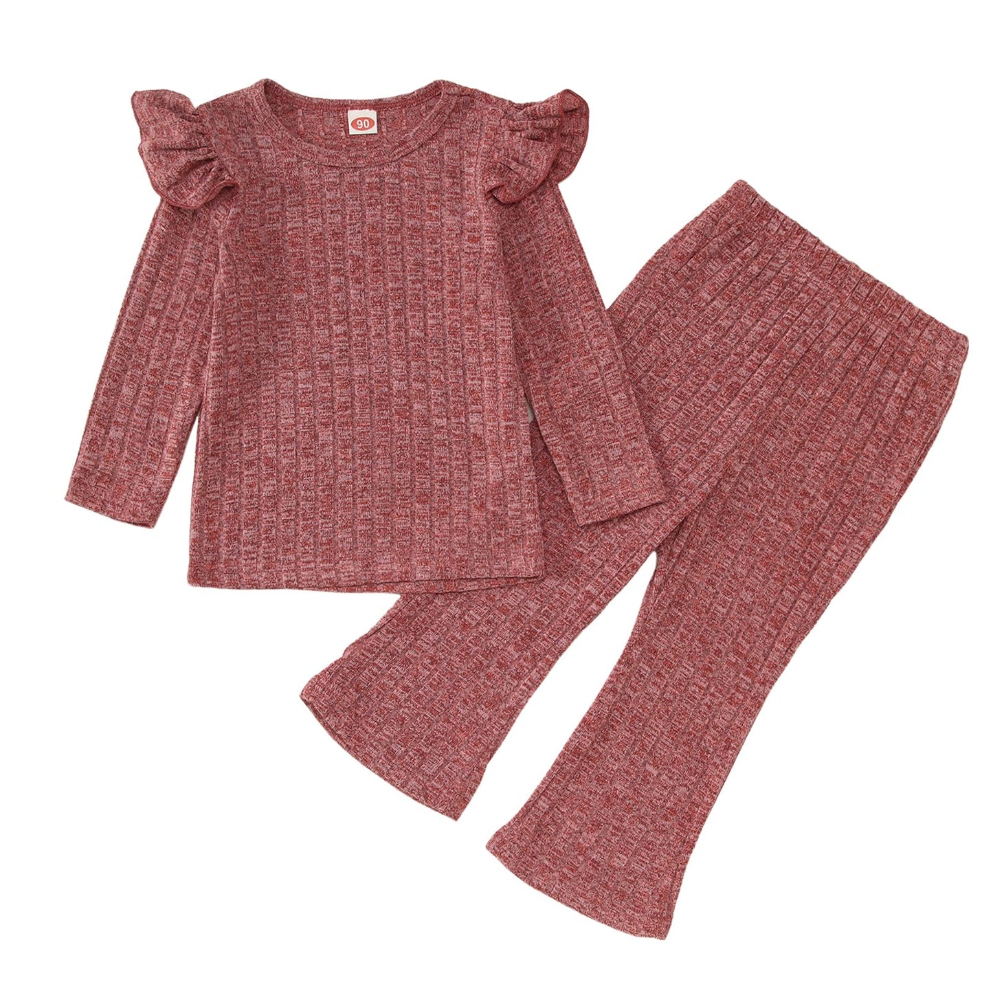 Ruffle Rib Knit Set