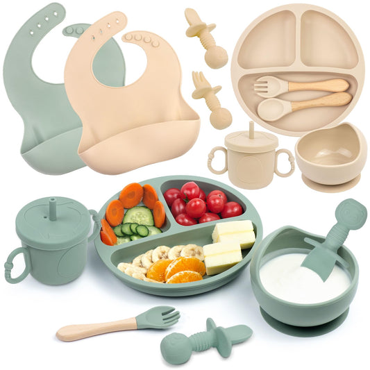 Complete Silicone Baby Mealtime Set 18PCS - Safe & Durable