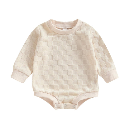 Cuddly Checkered Baby Romper - 0-3M