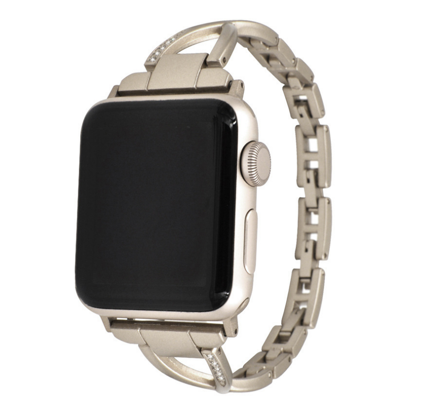 Bracelet Apple Watch en acier inoxydable type X avec diamants