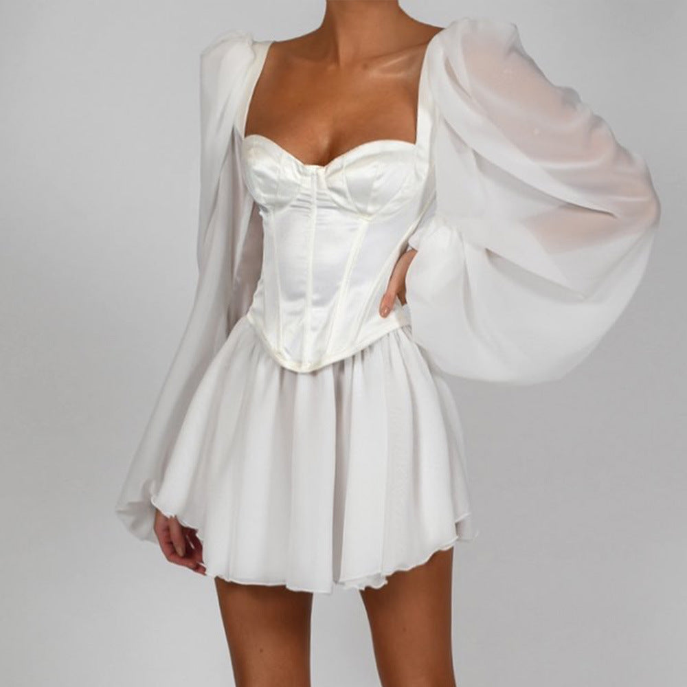 Elegant Chiffon Lantern Dress