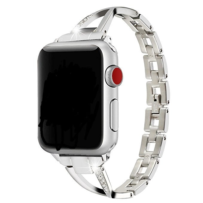 Bracelet Apple Watch en acier inoxydable type X avec diamants