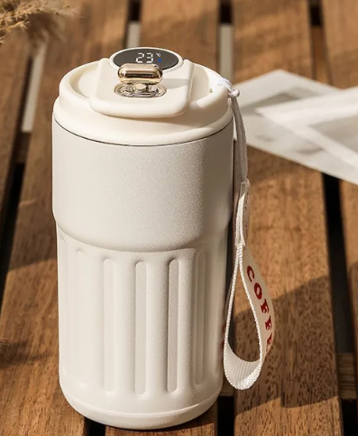 Bouteille Thermique Numérique Intelligente Tasse à Café Portable Bouteille d'Eau en Acier Inoxydable Tasse Isotherme pour Voiture Bouteilles Isothermes Gardant au Froid 450 ml