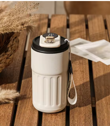 Bouteille Thermique Numérique Intelligente Tasse à Café Portable Bouteille d'Eau en Acier Inoxydable Tasse Isotherme pour Voiture Bouteilles Isothermes Gardant au Froid 450 ml