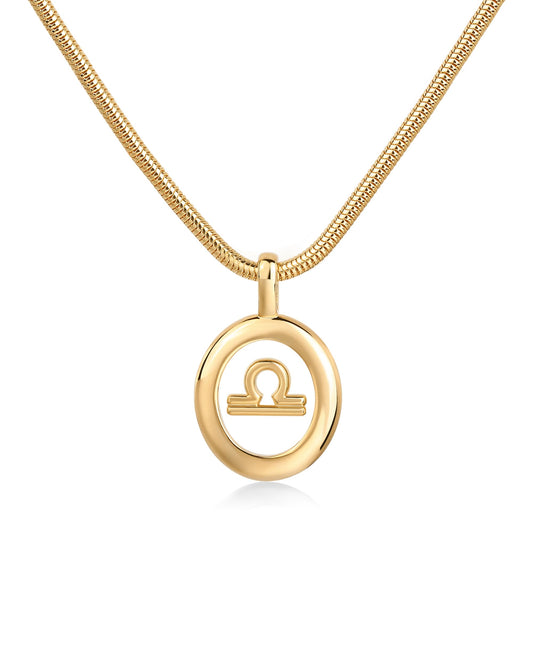 Gold Zodiac Charm Necklace for Women | Libra Astro Pendant