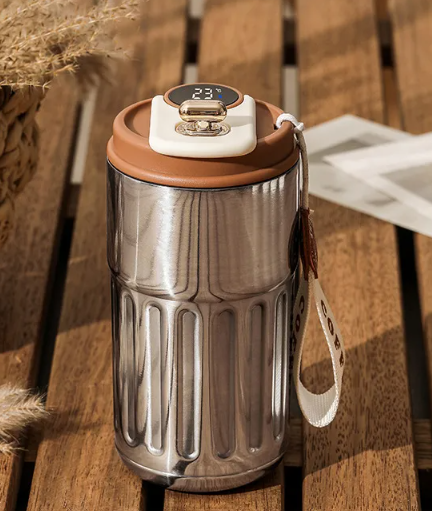 Bouteille Thermique Numérique Intelligente Tasse à Café Portable Bouteille d'Eau en Acier Inoxydable Tasse Isotherme pour Voiture Bouteilles Isothermes Gardant au Froid 450 ml