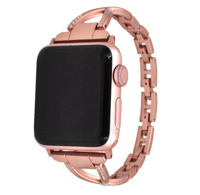Bracelet Apple Watch en acier inoxydable type X avec diamants
