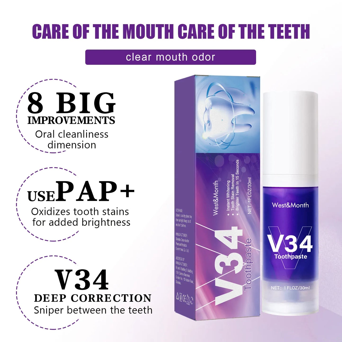 Mousse Nettoyante Dents V34