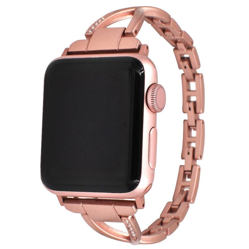 Bracelet Apple Watch en acier inoxydable type X avec diamants