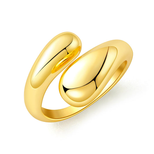 Gold Plated Dome Teardrop Bold Ring