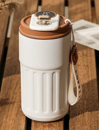 Bouteille Thermique Numérique Intelligente Tasse à Café Portable Bouteille d'Eau en Acier Inoxydable Tasse Isotherme pour Voiture Bouteilles Isothermes Gardant au Froid 450 ml