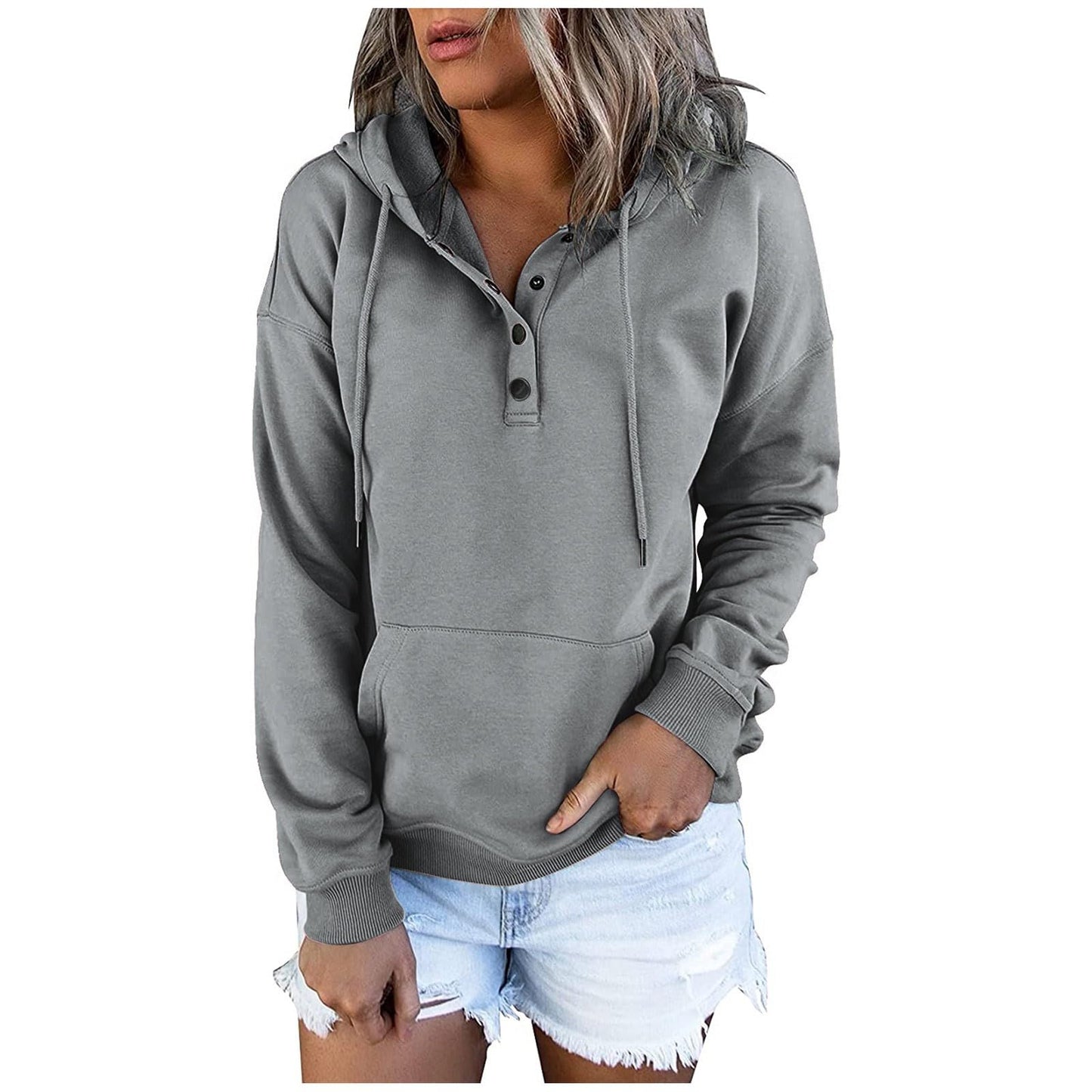 Casual Button Hoodie