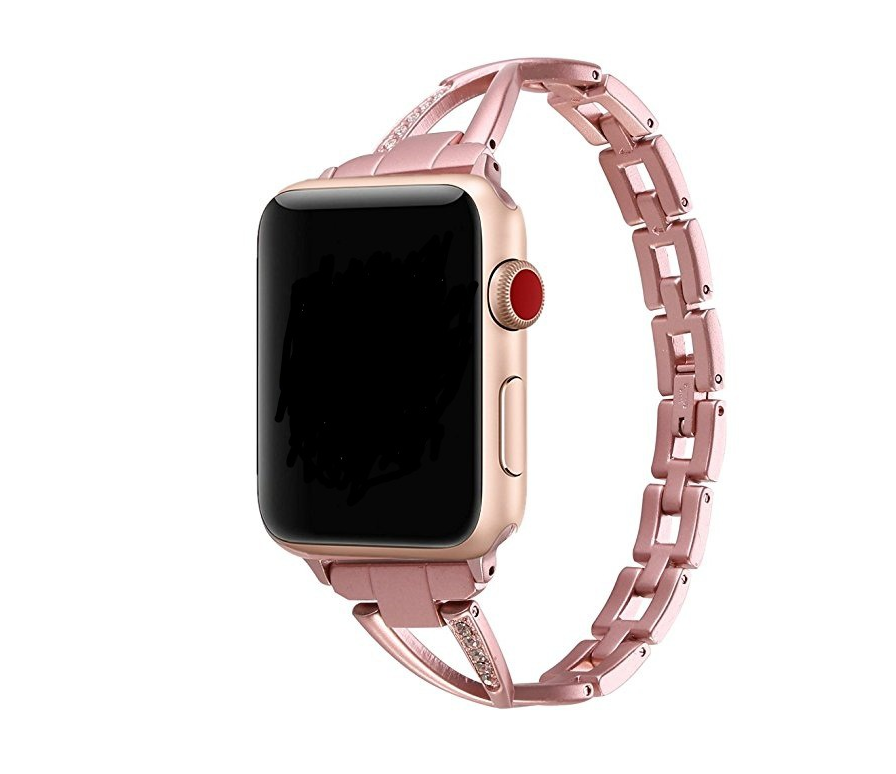 Bracelet Apple Watch en acier inoxydable type X avec diamants