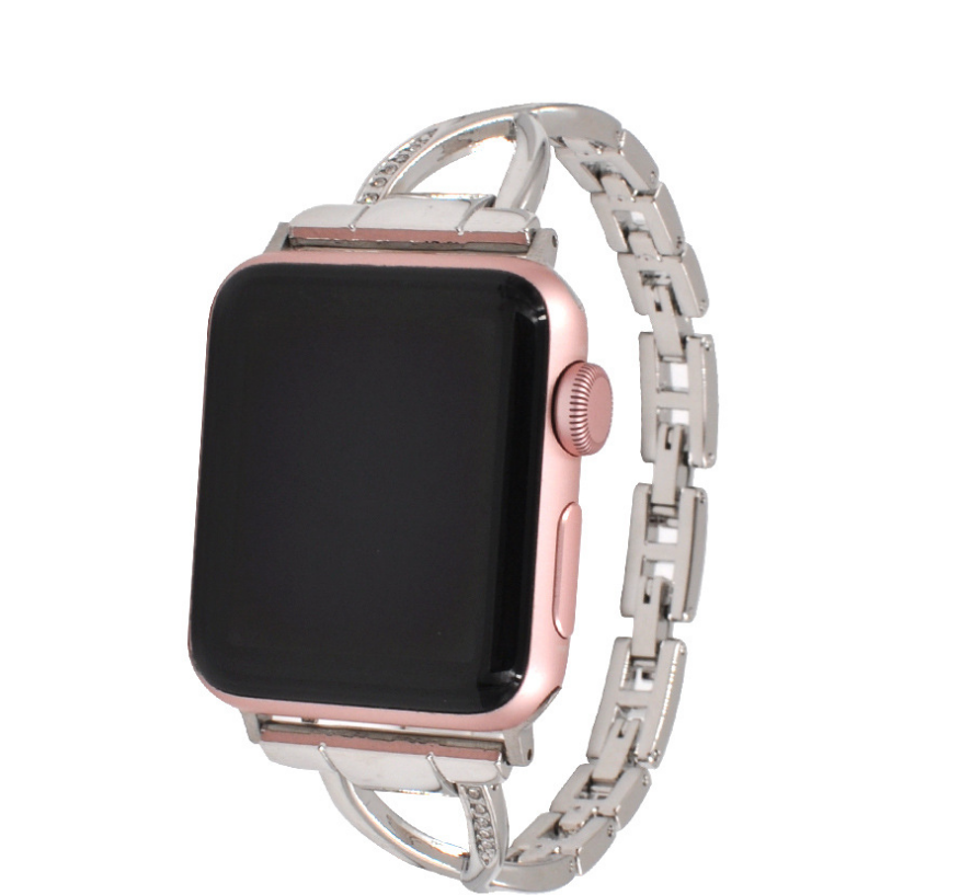 Bracelet Apple Watch en acier inoxydable type X avec diamants
