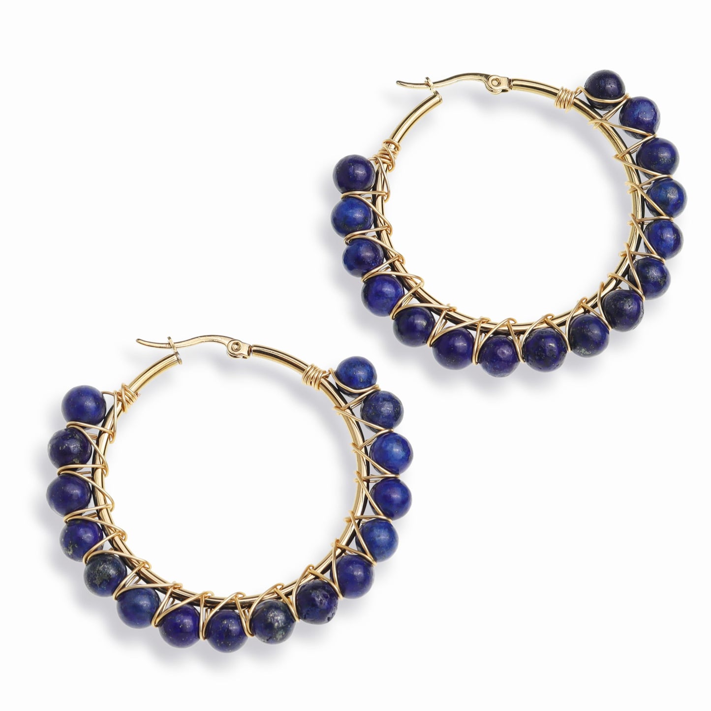 Agriajun Bold Blue Gemstone Hoop Earrings