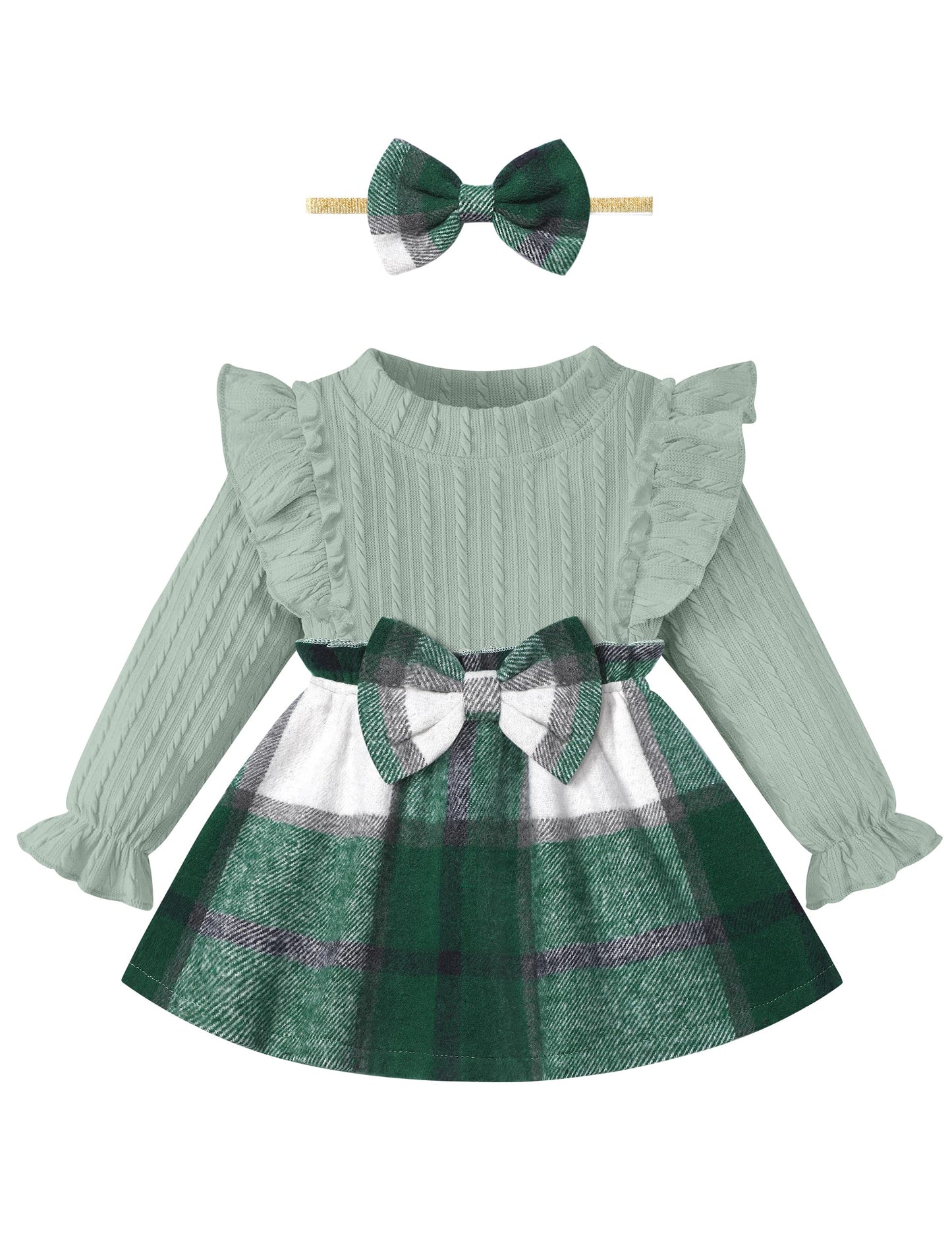 Ruffle Plaid Baby Girl Dress Set 6-9 & 9-12 Months